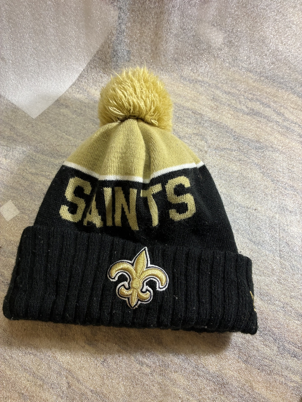 NFL New Orleans Saints Knit Pom Beanie Hat - Black & Gold